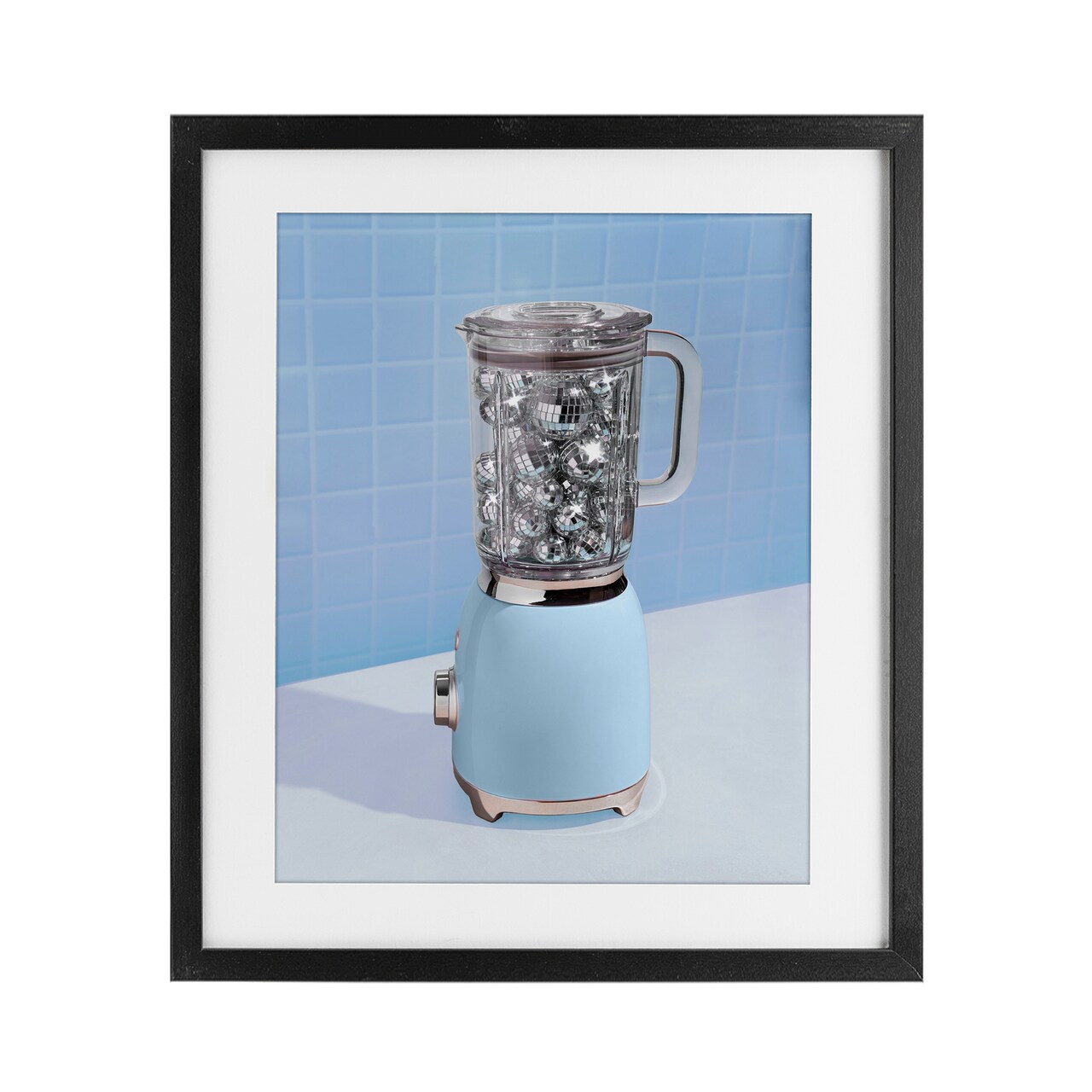 Stupell Industries Blue Retro Disco Blender Framed Print Under Glass, design by LISH Creative